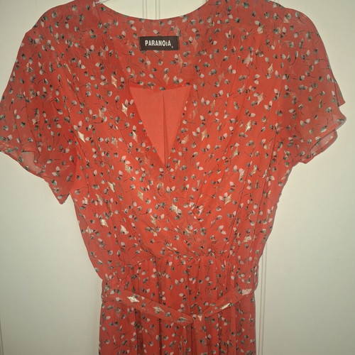 Maxi dress short-sleeved with belt like new, orange, size S