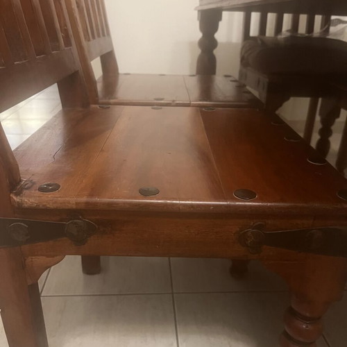 Solid wood dining table with 6 chairs set