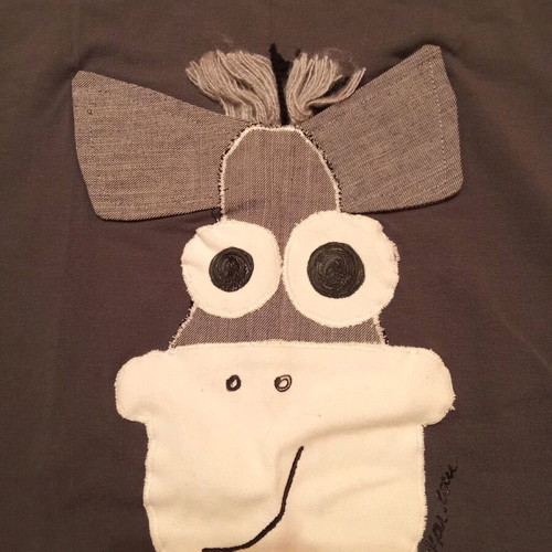 Handmade gray dress like new with donkey design M/L