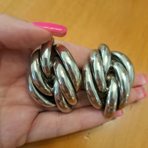 Silver-plated vintage earrings like new, silver color