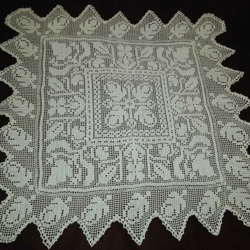 Handmade square doily with lace 68x68 new