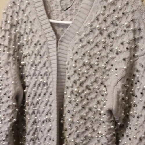 Zara cardigan handmade knitted gray-beige new with beads