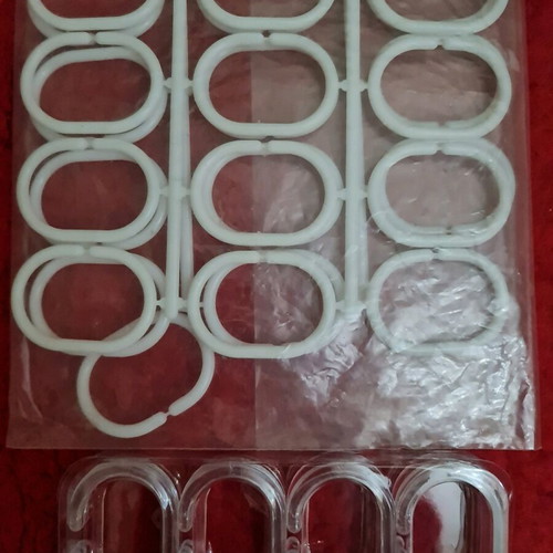 Shower curtain rings new, pack of 36, white and transparent