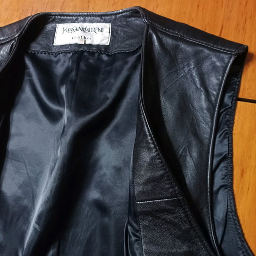 Γιλέκο δερμάτινο YSL vintage σαν καινούργιο, μαύρο, Νο 52