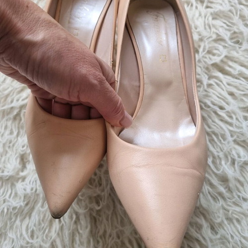 Leather high-heeled pumps used, size 41, nude color