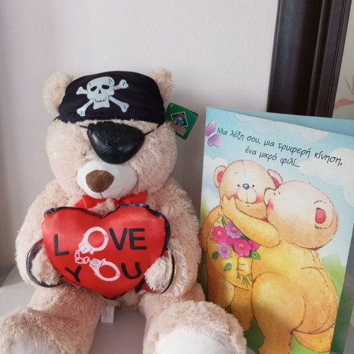 Valentine's plush teddy bear new pirate with gift A4 card
