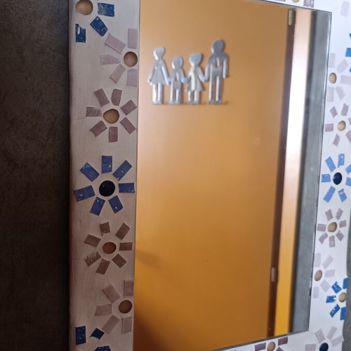 Handmade mirror with mosaic frame 50×35 cm, like new