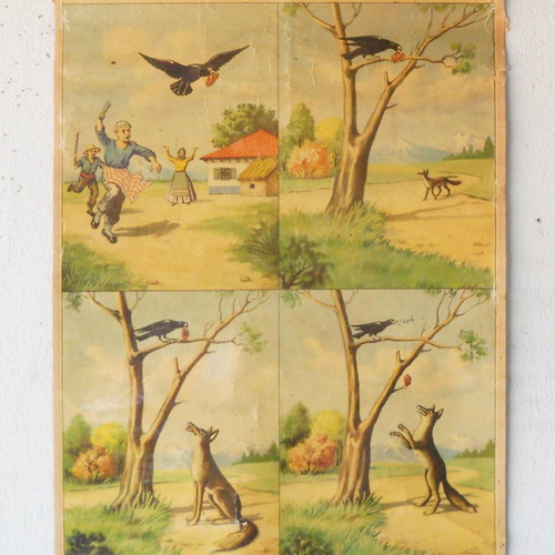 Old school map The crow and the fox used
