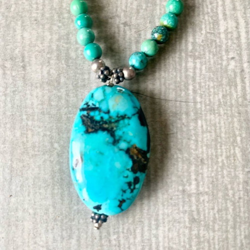 Boho handmade necklace with natural turquoise like new