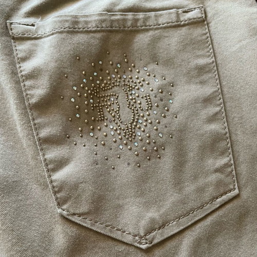 Trussardi women's pants size M 38 10 like new with strass embroidery