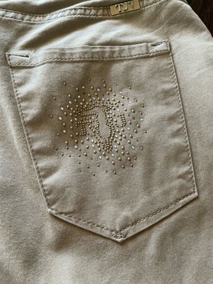 Trussardi women's pants size M 38 10 like new with strass embroidery