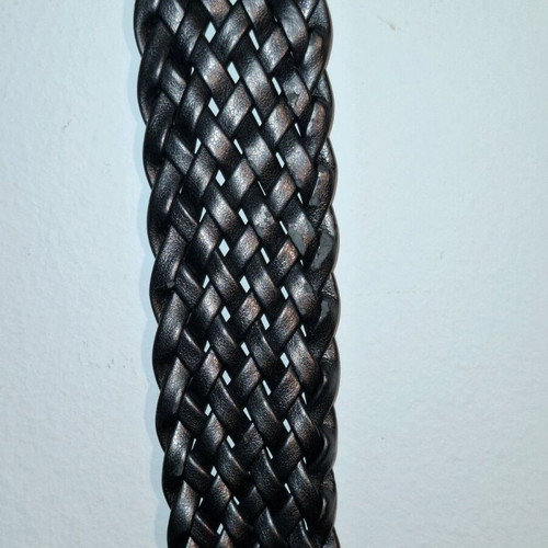 Braided belt used, adjustable, dark brown-gray metallic