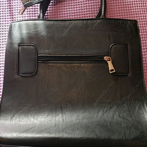 Black square handbag with detachable croco-style shoulder strap new
