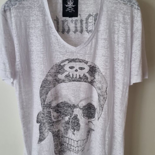Fashion Pirate Ibiza T-shirt with skull print, XL, white