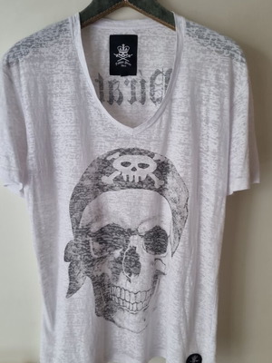 Fashion Pirate Ibiza T-shirt with skull print, XL, white