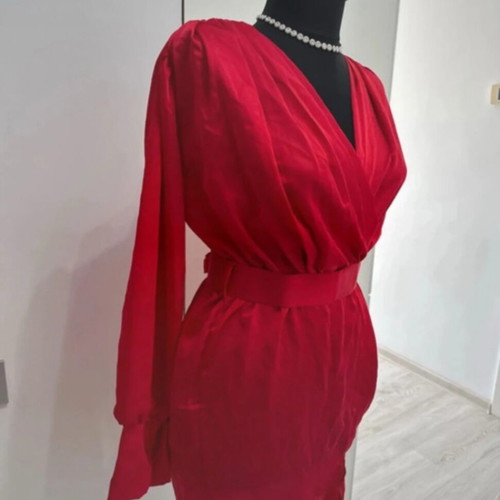 Satin dress red new, unworn with tag size S