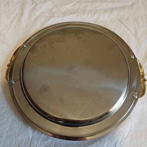 Silver Serving Tray with 24 Carat Gold Details unused