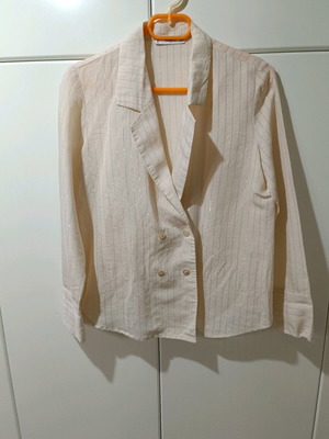 MNG Πουκάμισο Κρουαζέ Σαν Καινούργιο, Μπεζ, Με Φιλντισένια Κουμπιά