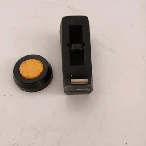 Scotch tape dispenser and finger wetener like new set