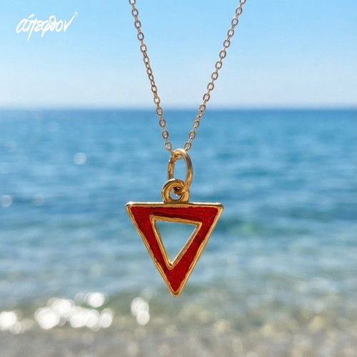 L’Assoluto red minimal necklace by Άπεφθον new