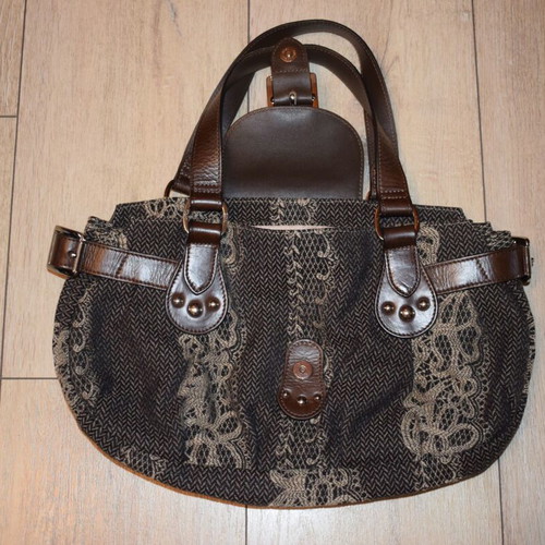 Longchamp Idole fabric and leather vintage handbag like new, brown