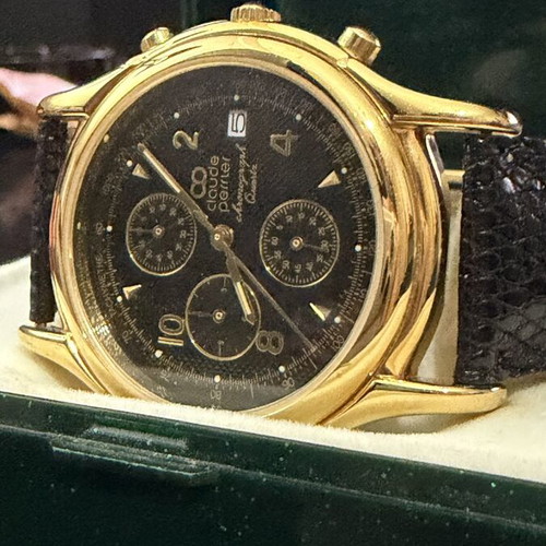 Claude Perrier Chronograph Gold Plated Watch vintage 1990, like new