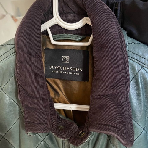 Men's unisex leather jacket Scotch Soda used, cypress color, size M