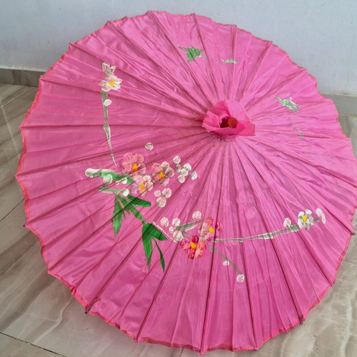 Japanese decorative wooden umbrella with thin paper