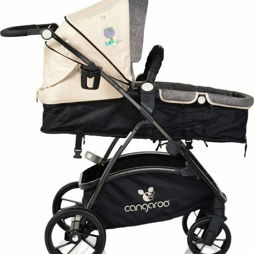 Cangaroo 3 in 1 stroller set used with car seat and port bebe beige