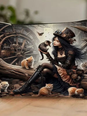 Neseser Girl With Cats Steampunk New