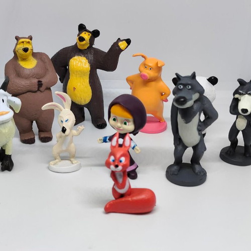 Masha and the Bear collectible figure set like new, 10 pieces