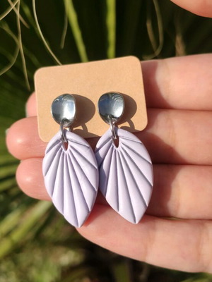 Handmade earrings new, light purple, polymer clay and steel