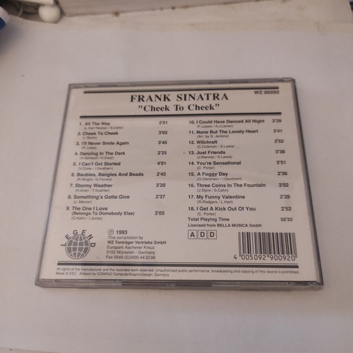 Frank Sinatra Cheek To Cheek CD like new, jazz