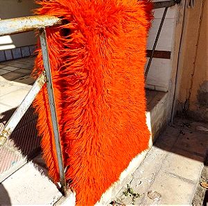 Φλοκάτη διάδρομος γνήσιο μαλλί 200Χ80 πορτοκαλί