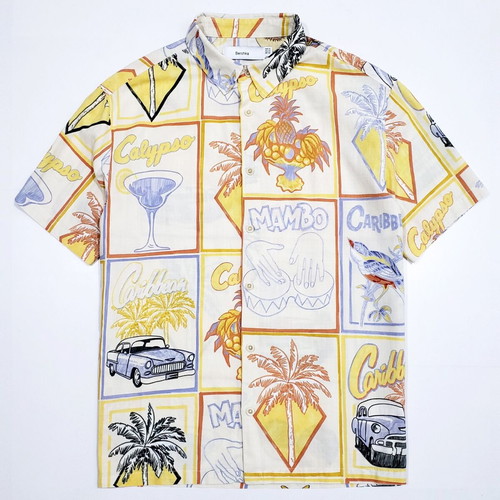 Bershka summer men's cotton print shirt like new, sizes XS-S-M