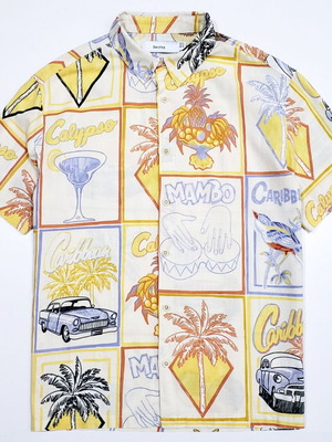 Bershka summer men's cotton print shirt like new, sizes XS-S-M
