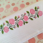 Hand-embroidered kitchen towel, 100% cotton