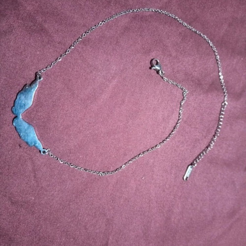Necklace, white and silver
