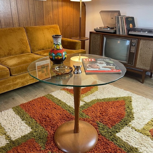 Vintage coffee table used, solid wood, mid century, height 63 cm