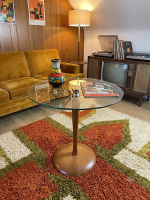 Vintage coffee table used, solid wood, mid century, height 63 cm
