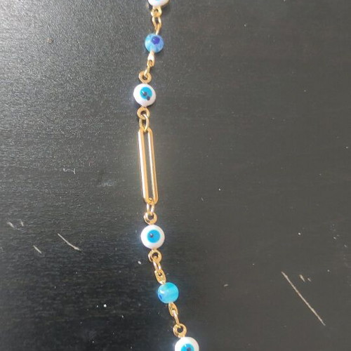 Steel necklace new, blue and gold color