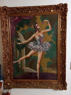 Ballerina embroidery used, handmade with gilded frame
