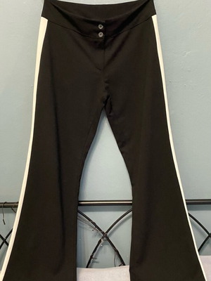 Elastic black pants with white side stripe like new, size M