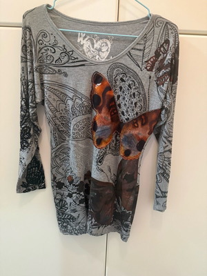 Desigual long blouse like new, gray, sizes XS and S
