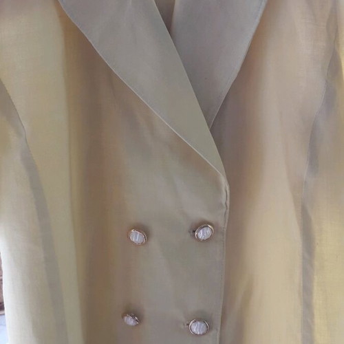 Linen tayeur handmade with embroidery and beads in white color