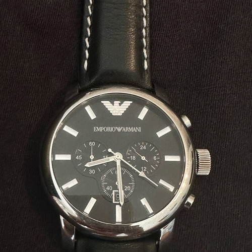 Emporio Armani men's watch used, chronograph with box and papers