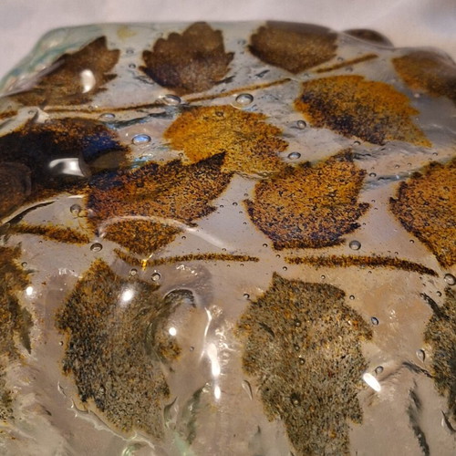 Murano Handcrafted Glass Platter with Earthy Leaf Design like new