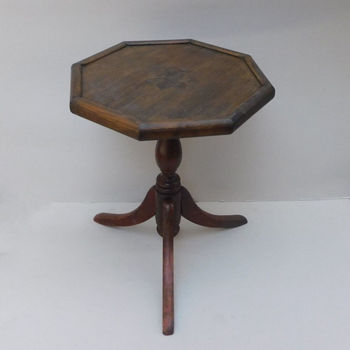 Octagonal coffee table used with marquetry, oak, antique