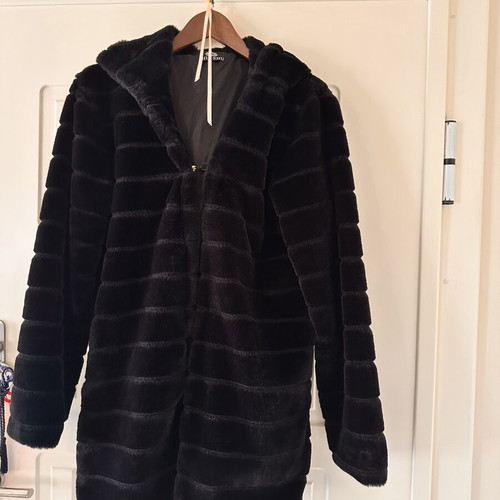 Synthetic women's fur coat, black, size M/38/10