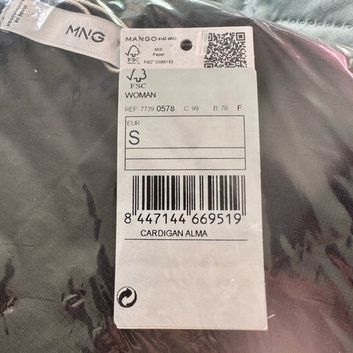 Mango black thin cardigan new, size Small